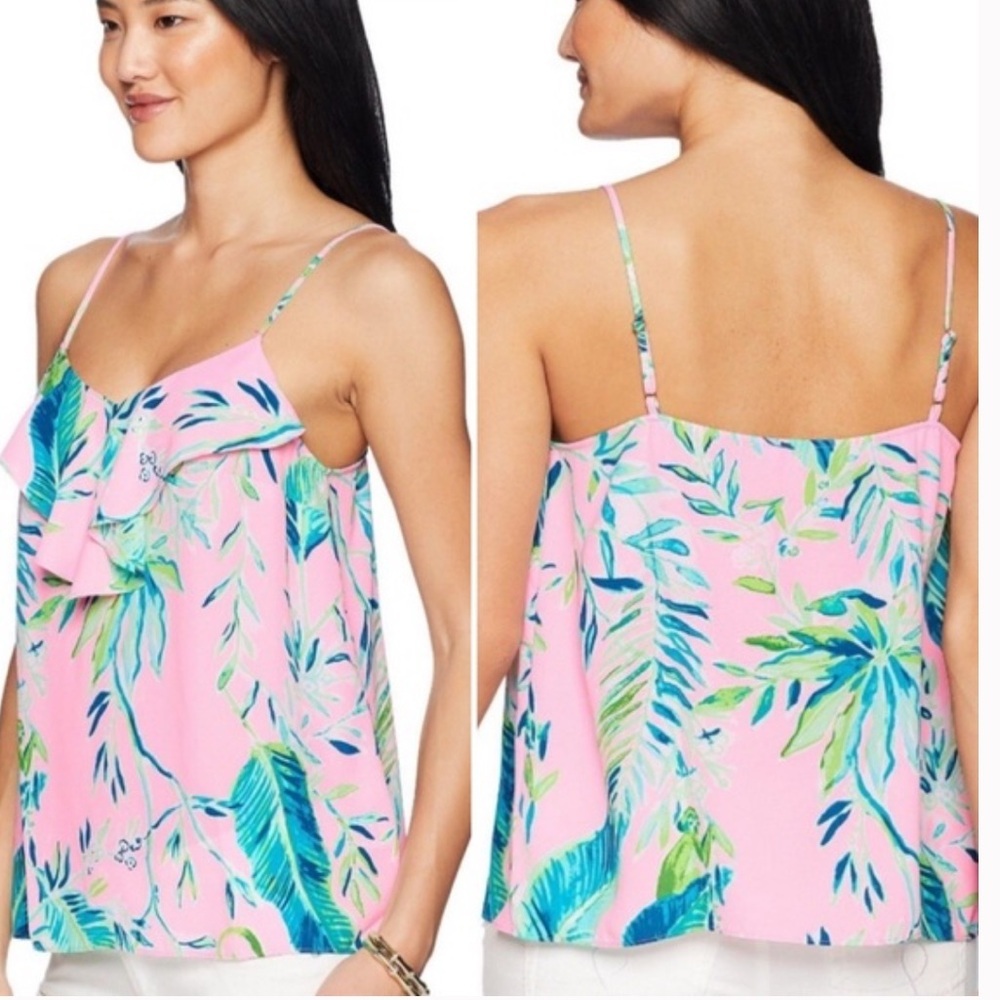Lilly Pulitzer Karmen Cami Tank Coral Reef Tint Chimpoiserie Size XXS